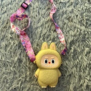 Cute Yellow Monster Kids Bag with Pink Strap